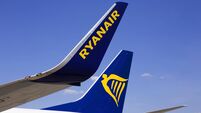 A part of Ryanair Boeing 737-800 aircraft with logo