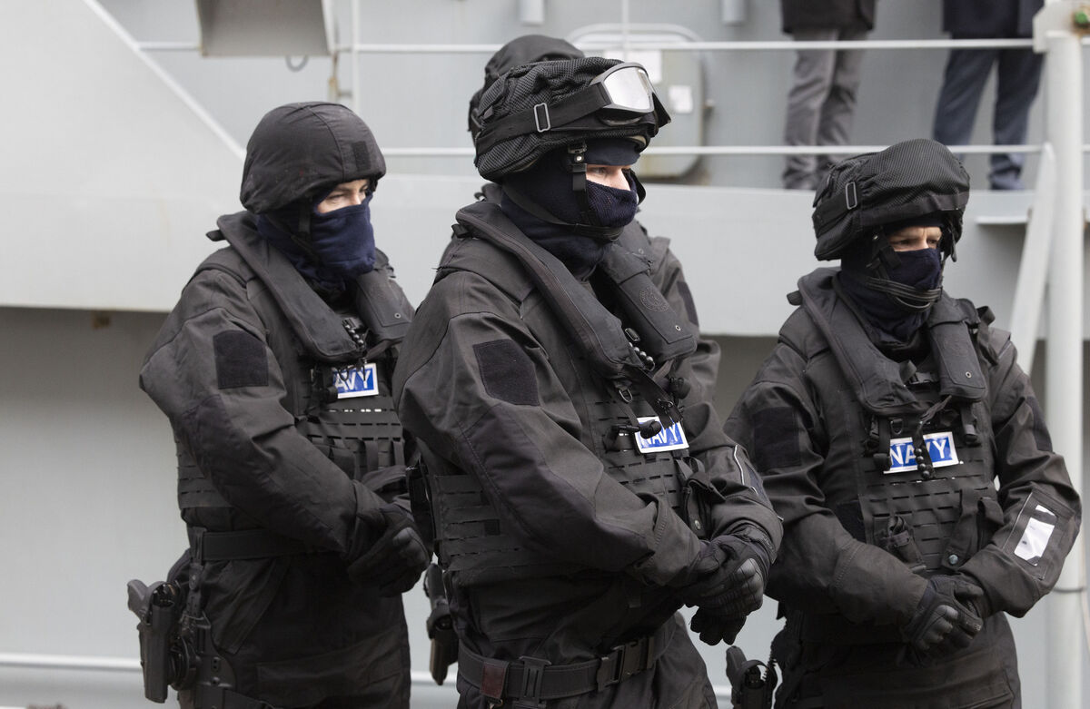 Irish Navy personnel at the launch. Picture: Sam Boal/Collins Photos Irish Navy personnel at the launch. Picture: Sam Boal/Collins Photos