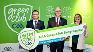 <p>KEY TO SUCCESS: Uachtarán Chumann Lúthchleas Gael Jarlath Burns with Camogie Association president Brian Molloy, left, and Uachtarán Cumann Peil Gael na mBan Trina Murray. Pic: Piaras Ó Mídheach/Sportsfile.</p>