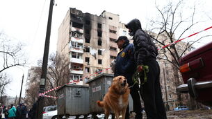 An apartment building in Zaporizhzhia was hit by Russian drones during the bombardment (Kateryna Klochko/AP)