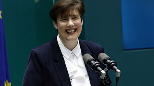 <p>Children's minister Norma Foley announcing the €135m funding for childcare and early learning services in January. Picture: Conor Ó Mearáin / Collins</p>
