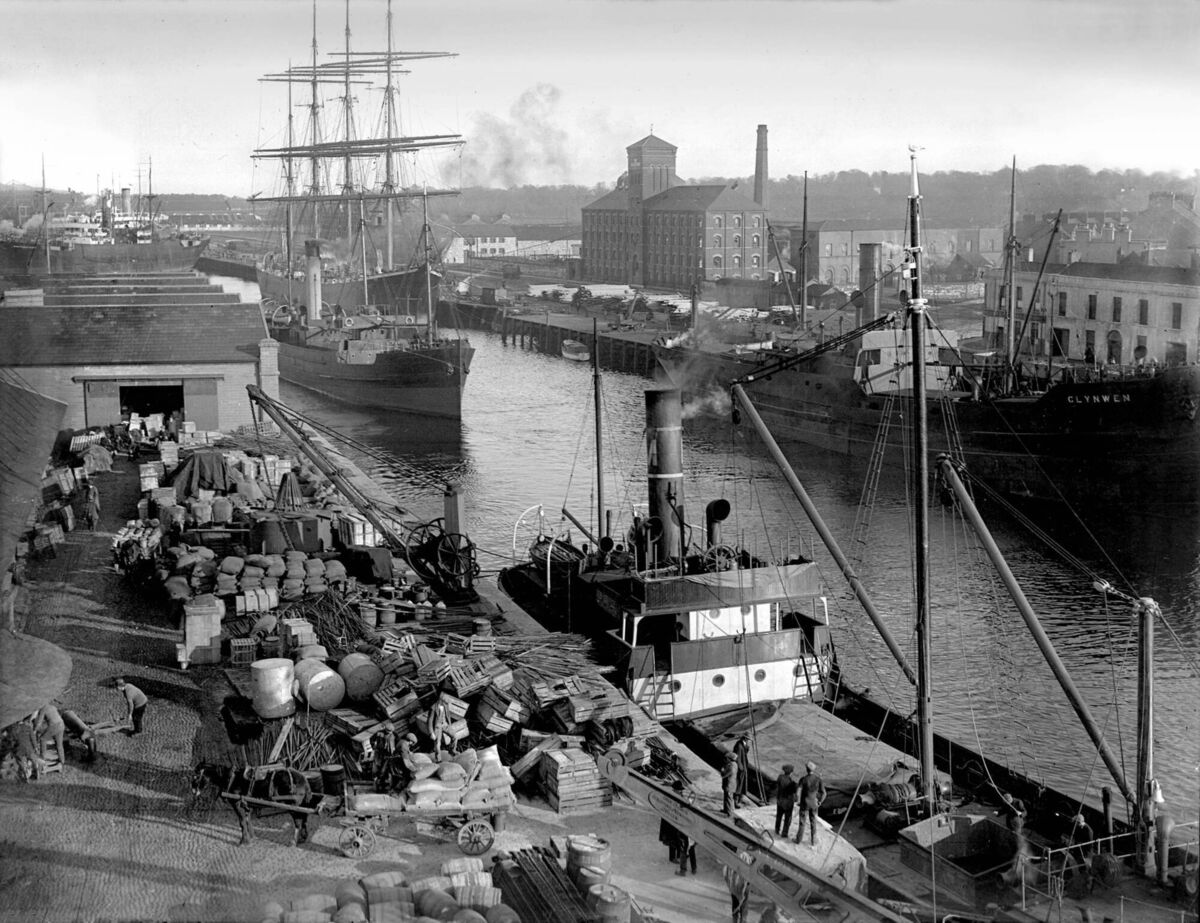 A busy docklands scene at Custom House Quay, Cork in the 1920s. Picture: Irish Examiner Archive