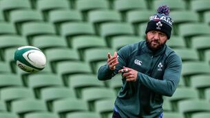 <p>Jamison Gibson-Park during training with the Ireland squad. Pic: Henry Simpson/Inpho</p>