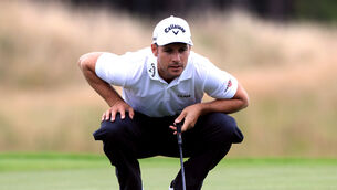 <p>Italy's Andrea Pavan on the 4th during day one of the Betfred British Masters at Close House Golf Club, Newcastle.</p>