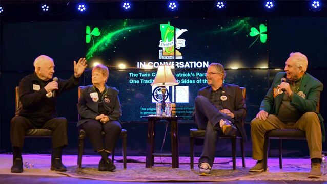 <p>From left: Sean and Judy Clerkin, from the Minneapolis St Patrick's Day Parade; Ruairí Barnwell, Ireland Network Minnesota; and Peter Kenefick, from the St Paul St Patrick's Day Parade. </p>