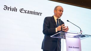 <p>Taoiseach Michéal Martin speaks during the Future Cork event at the Metropole hotel. Picture: Chani Anderson</p>