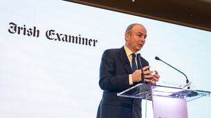 <p>Taoiseach Michéal Martin speaks during the Future Cork event at the Metropole hotel. Picture: Chani Anderson</p>
