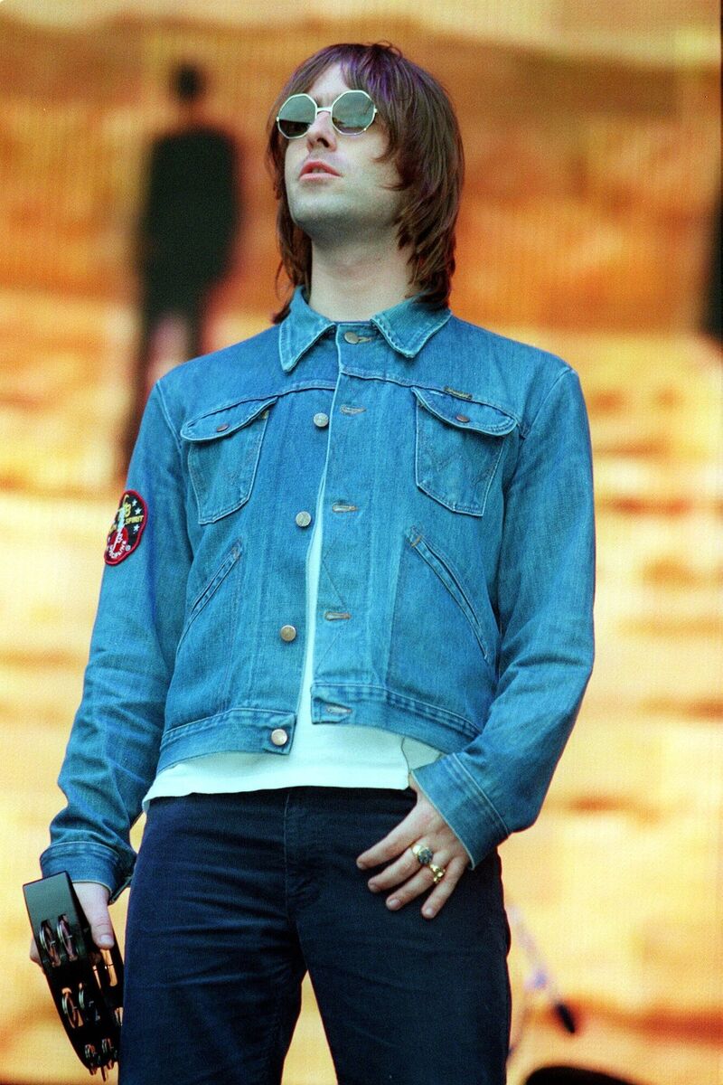 Liam Gallagher performing with Oasis at Lansdowne Road in 2000.