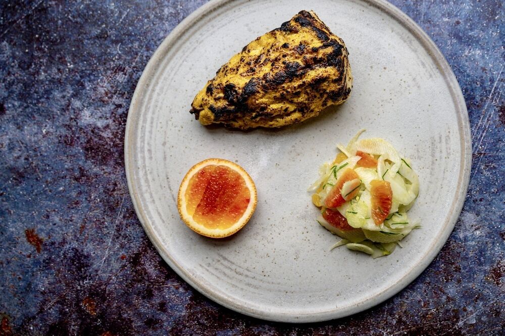 Tandoori Monkfish with Fennel and Blood Orange Salad