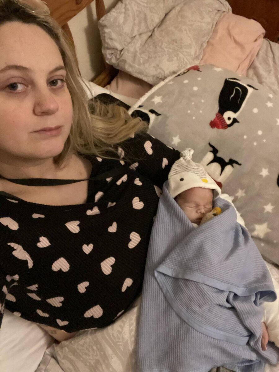 Saoirse Aylward in 2024 with her stillborn son,  Jax Aylward. The mother of one wants the law to be changed to recognise in their own right babies who die as a result of fatal road collisions. 