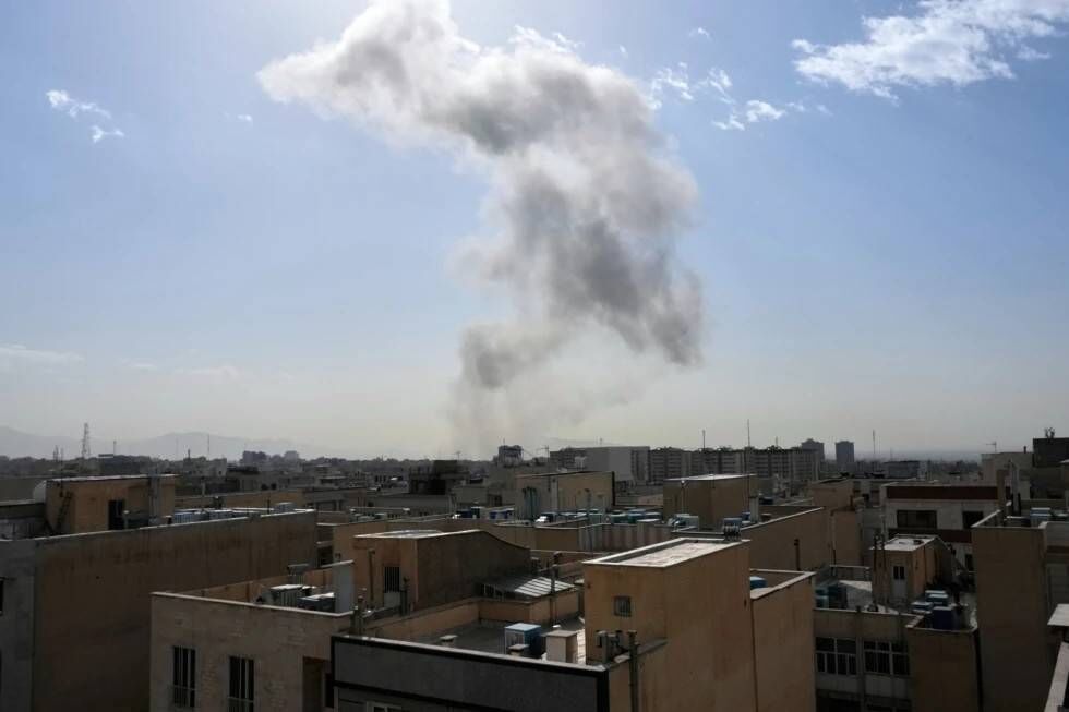 Smoke rises on the skyline after an explosion in Tehran, Iran, Saturday, Feb. 28, 2026.(AP Photo/Vahid Salemi) Smoke rises on the skyline after an explosion in Tehran, Iran, Saturday, Feb. 28, 2026.(AP Photo/Vahid Salemi)