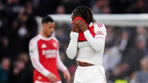 <p>Mikel Arteta and his players remain at the centre of a storm, buffeted by ill winds, Chelsea ready to bring the latest of them. Pic: John Walton/PA</p>