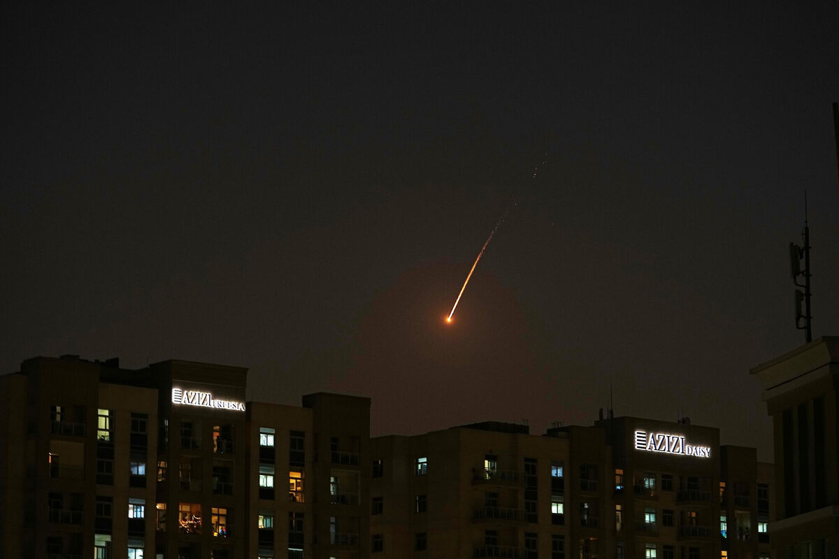 The flare of a projectile is seen over the skyline of Dubai, United Arab Emirates, Saturday, Feb. 28, 2026. (AP Photo/Fatima Shbair) The flare of a projectile is seen over the skyline of Dubai, United Arab Emirates, Saturday, Feb. 28, 2026. (AP Photo/Fatima Shbair)