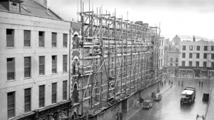 <p>The extension of St Augustines Church under construction on Cork's Washington Street in 1939. Picture: Irish Examiner Archive.</p>