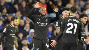 <p>Manchester City's Antoine Semenyo celebrates scoring their side's first goal.</p>