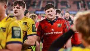 <p>Jack O'Donoghue of Munster leaves the pitch after his side's victory. Pic: Thomas Flinkow/Sportsfile</p>
