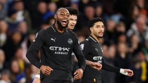 <p>Antoine Semenyo of Manchester City celebrates scoring his team's first goal during the Premier League match between Leeds United and Manchester City at Elland Road on February 28, 2026 in Leeds, England. (Photo by Justin Setterfield/Getty Images)</p>