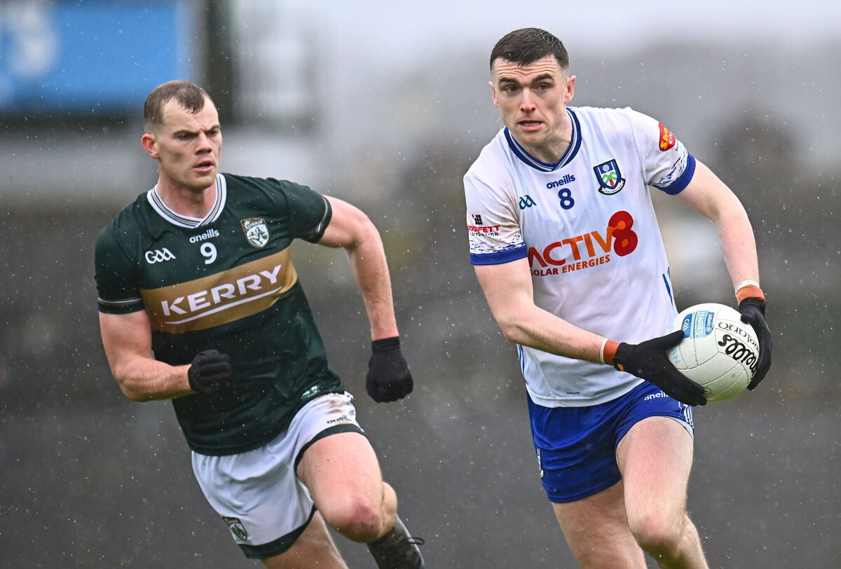 Michael McCarville of Monaghan in action against Mark O'Shea of Kerry. Pic: Piaras Ó Mídheach/Sportsfile Michael McCarville of Monaghan in action against Mark O'Shea of Kerry. Pic: Piaras Ó Mídheach/Sportsfile