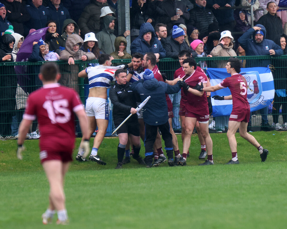 A melee breaks out during the contest. Pic: Brendan Gleeson