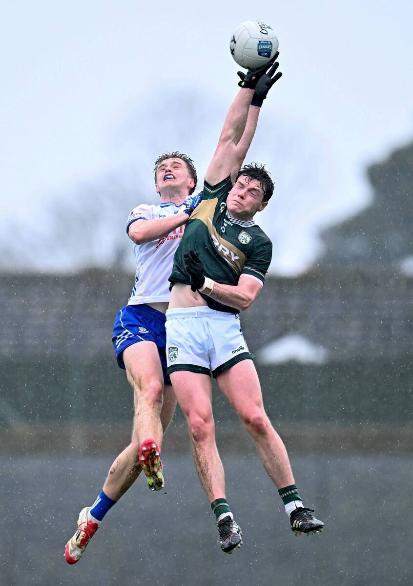 DEBUTANT: Listowel's Eddie Healy, seen here contesting an aerial duel with Monaghan's Karl Gallagher, impressed in his first League start for the Kingdom. Pic: Piaras Ó Mídheach/Sportsfile DEBUTANT: Listowel's Eddie Healy, seen here contesting an aerial duel with Monaghan's Karl Gallagher, impressed in his first League start for the Kingdom. Pic: Piaras Ó Mídheach/Sportsfile
