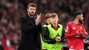 <p>Michael Carrick saw his Manchester United side come from behind to win. Pic: Martin Rickett/PA</p>