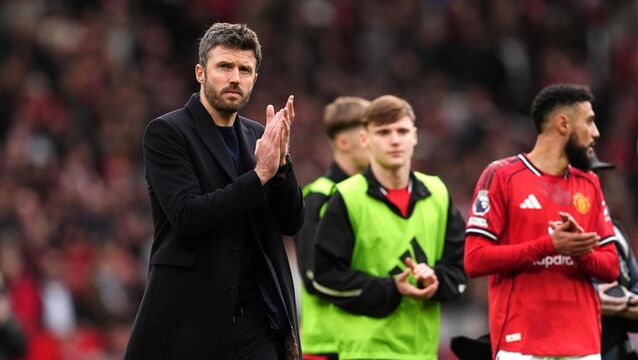 <p>Michael Carrick saw his Manchester United side come from behind to win. Pic: Martin Rickett/PA</p>