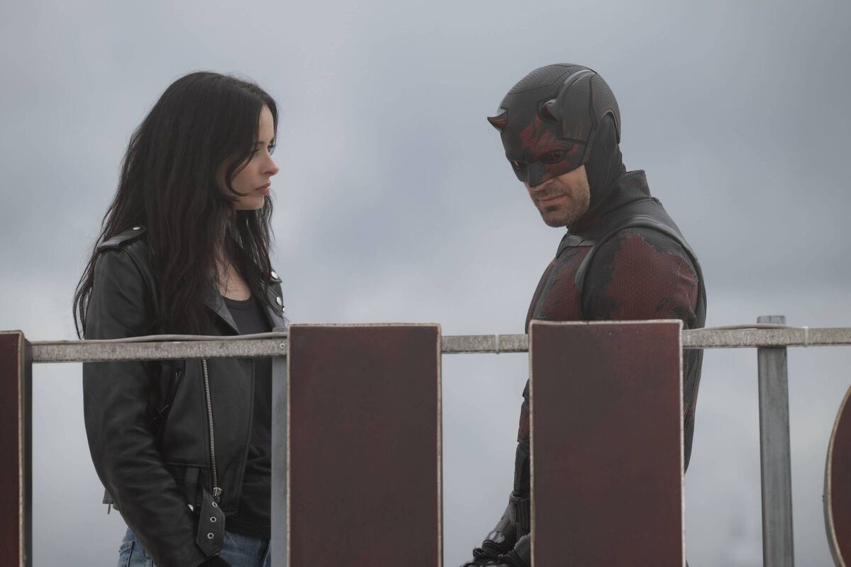 Jessica Jones (Krysten Ritter) and Matt Murdock / Daredevil (Charlie Cox) in Marvel Television's Daredevil: Born Again on Disney+. Picture: Jojo Whilden Jessica Jones (Krysten Ritter) and Matt Murdock / Daredevil (Charlie Cox) in Marvel Television's Daredevil: Born Again on Disney+. Picture: Jojo Whilden