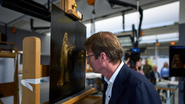 Director Taco Dibbits of the Rijksmuseum unveiled the work Vision of Zacharias in the Temple (Peter Dejong/AP)