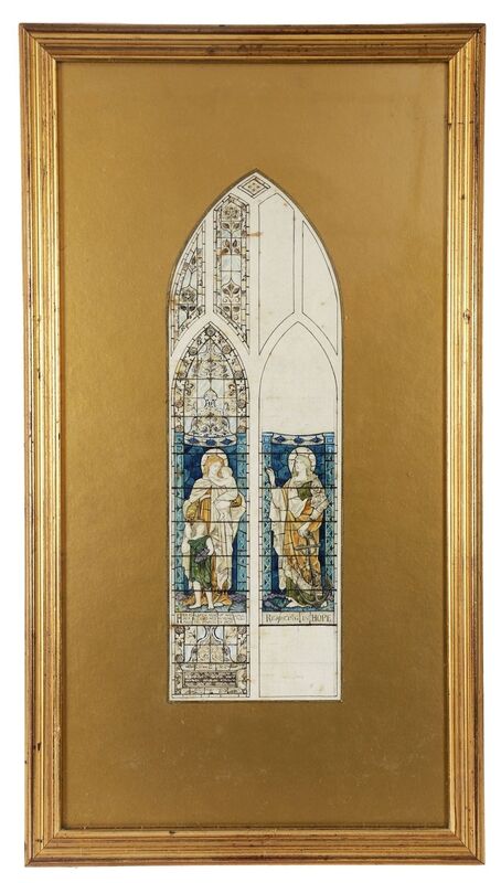 A stained-glass watercolour study for the south window at Castlehaven church, Skibbereen.