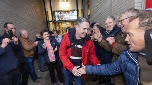 <p>Patrick McCormick leads Christine Friel, Richard Moeran, Tom Byrne, and Teresa Roche out of the Bord Bia offices tonight after their four week IFA sit after which an agreement was made.</p> <p>Patrick McCormick leads Christine Friel, Richard Moeran, Tom Byrne, and Teresa Roche out of the Bord Bia offices tonight after their four week IFA sit after which an agreement was made.</p>