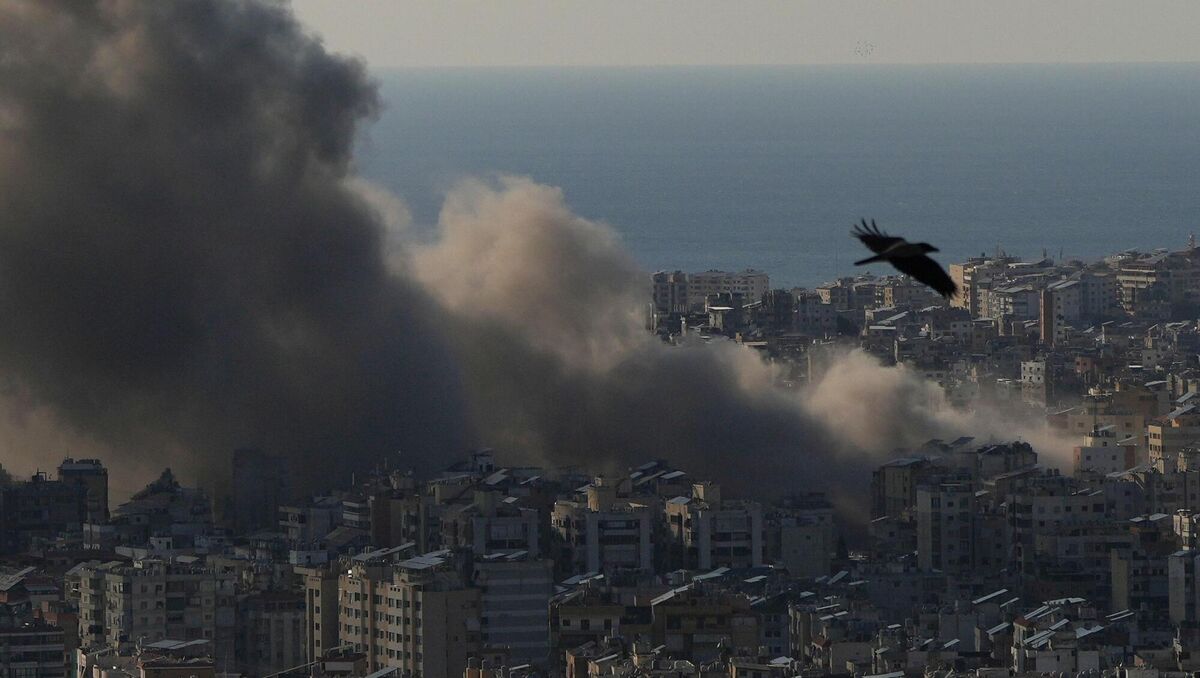 Smoke rises following Israeli airstrikes on Dahiyeh, a southern suburb of Beirut, Lebanon, Monday, March 2, 2026. (AP Photo/Hassan Ammar)