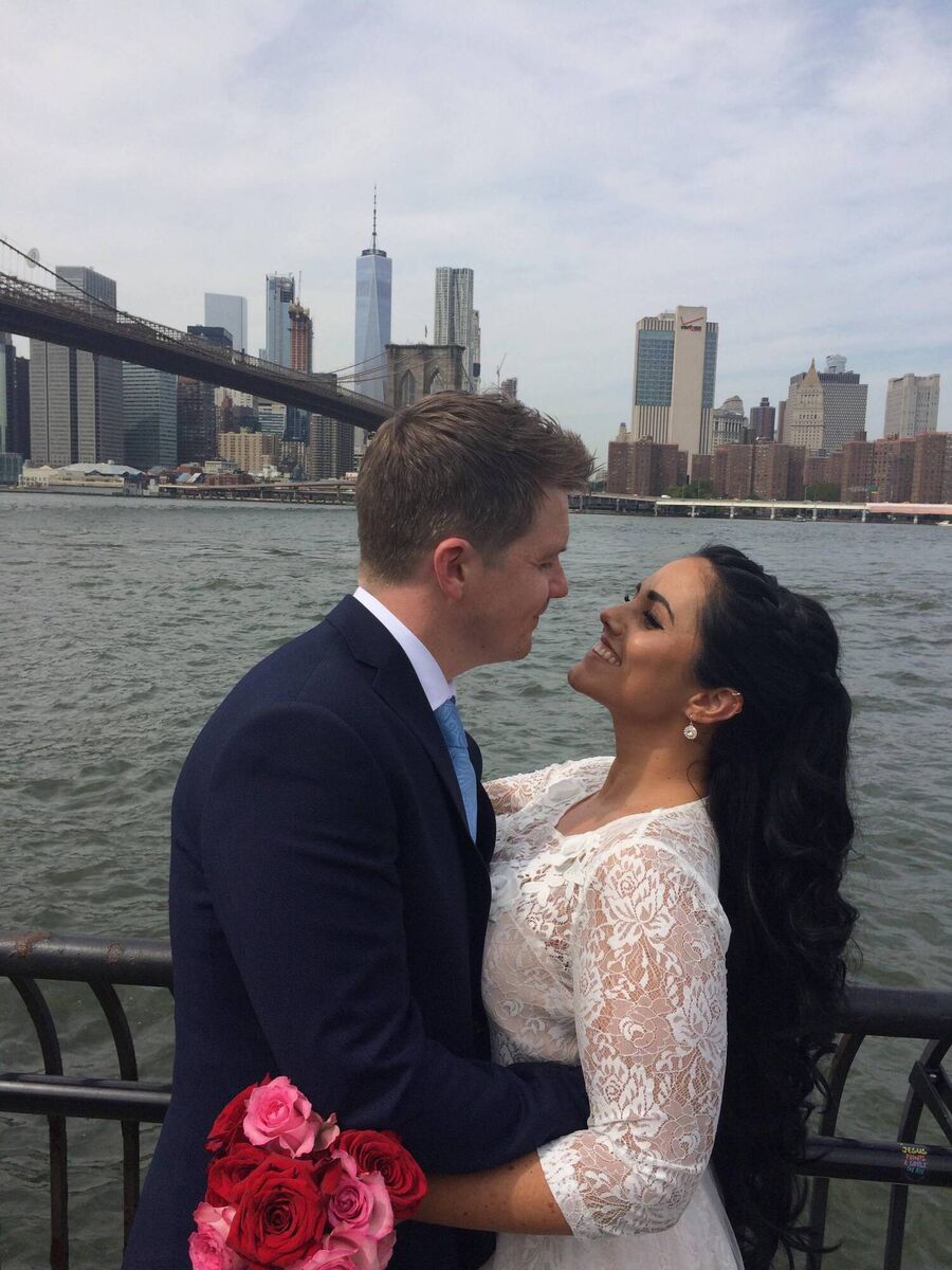 Paula MacSweeney and her husband Aidan in New York on their wedding day