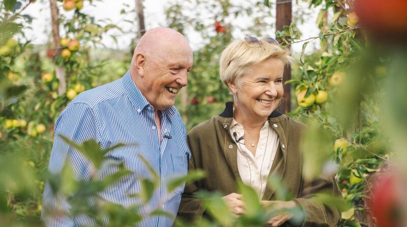Oliver McCann (left) is collaborating closely with Tesco on a new style of orchard that supplies Irish-grown apples and pears to stores across the country.