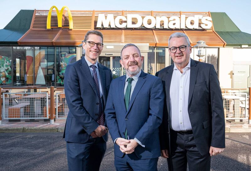 Pictured at the McDonald’s Business Breakfast in Douglas were Andrew Moys, Vice President, Impact, McDonald’s UK &amp; Ireland, Jerry Buttimer TD, Minister of State at the Department of Rural and Community Development and the Gaeltacht and T.D. for Cork South-Central and Jim Ronayne, McDonald’s Franchisee. 	Picture: Gerard McCarthy