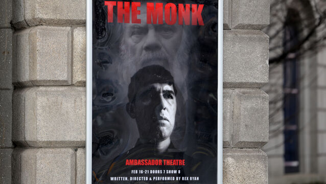 <p> A poster for the play 'The Monk' about Gerry Hutch last month. Rex Ryan’s play about the Monk garnered positive reviews, and younger people in particular seem fascinated with the main character. Picture: Leah Farrell/© RollingNews.ie</p>