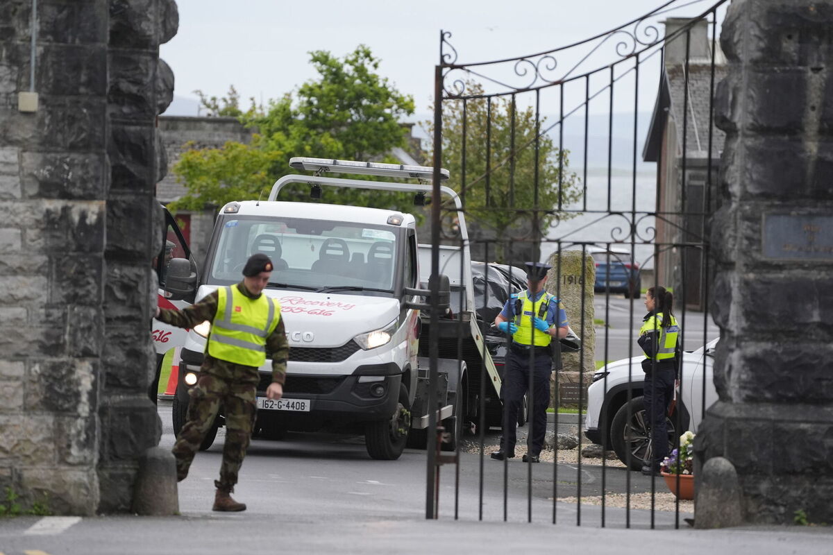 A car wrapped in plastic is removed from the scene at Renmore Barracks in Galway, after chaplain Fr Paul Murphy was stabbed in August 2024. File picture: Brian Lawless/PA A car wrapped in plastic is removed from the scene at Renmore Barracks in Galway, after chaplain Fr Paul Murphy was stabbed in August 2024. File picture: Brian Lawless/PA