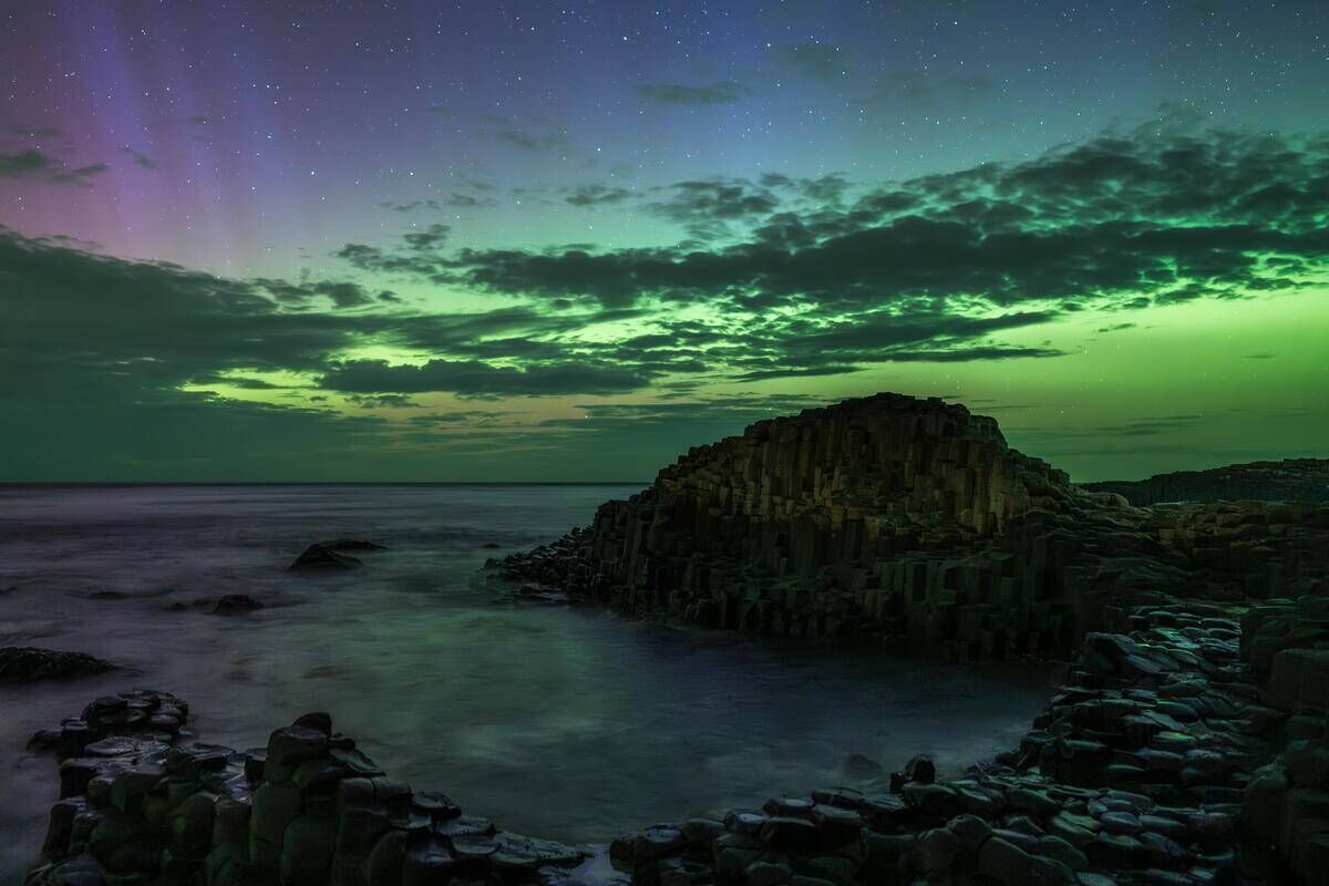 Northern Lights, seen from Giant's Causeway, Co Antrim. Expect noctourism to continue to emerge as a popular activity this year. Photo: Richard Watson 