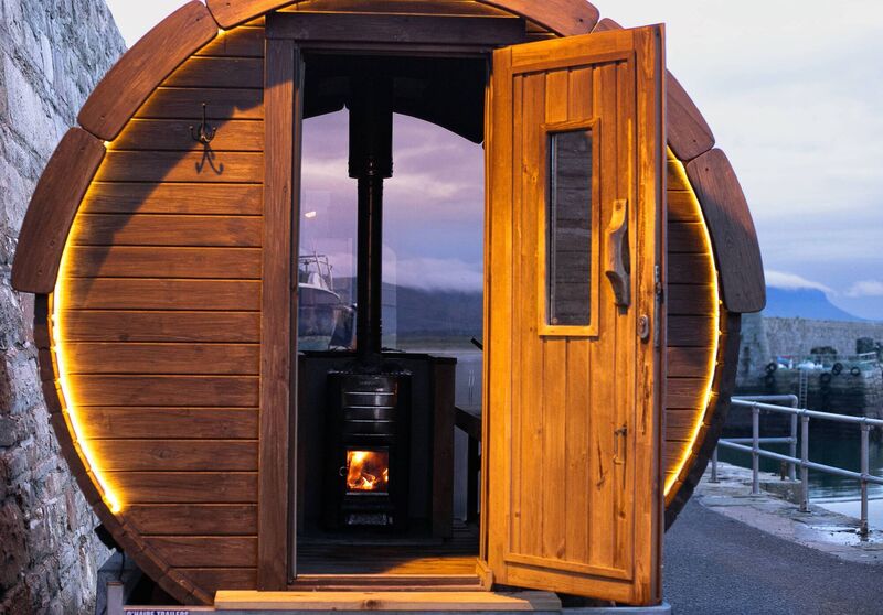 The mobile sauna at Mullaghmore Pier in Co Sligo. 