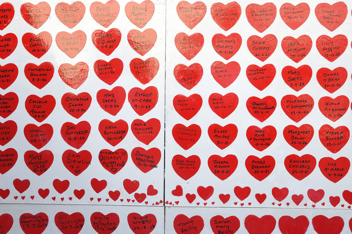  Part of a Care Champions's poster with names of some of those who died in nursing homes and disability centres during covid-19. Picture: Moya Nolan