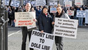 <p> Protestors outside the Dail standing in solidarity with the newly-qualified paramedics who will have to reapply for their jobs. Picture: Moya Nolan</p> <p> Protestors outside the Dail standing in solidarity with the newly-qualified paramedics who will have to reapply for their jobs. Picture: Moya Nolan</p>