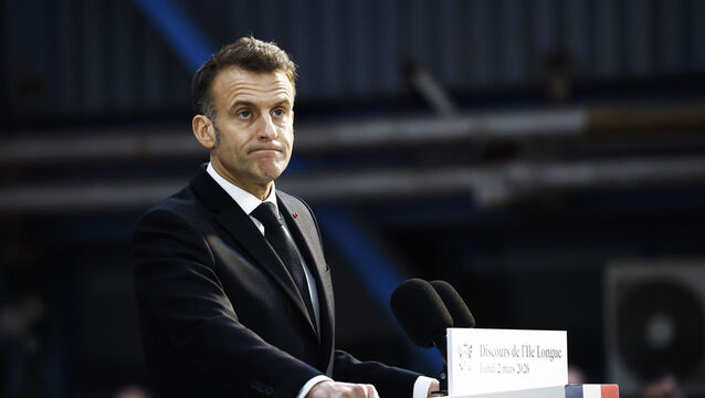 French president Emmanuel Macron made the announcement in a pre-recorded speech (Pool Photo via AP)
