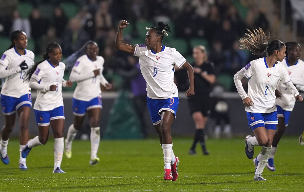 France's Melvine Malard (centre) celebrates. Pic: Niall Carson/PA Wire.