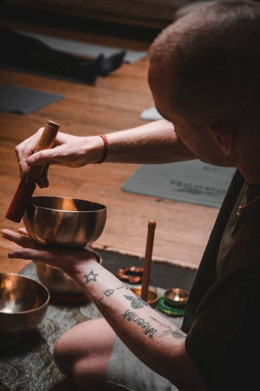 Ché Fagan during a sound bath practice. Picture: annamellostudios