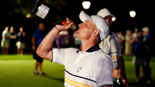 <p>Team Europe captain Luke Donald after winning the Ryder Cup.</p>
