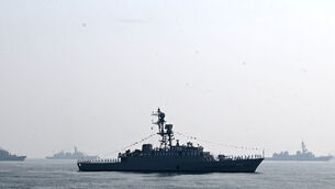 Iranian warship Iris Dena is seen in the Bay of Bengal (AP) Iranian warship Iris Dena is seen in the Bay of Bengal (AP)