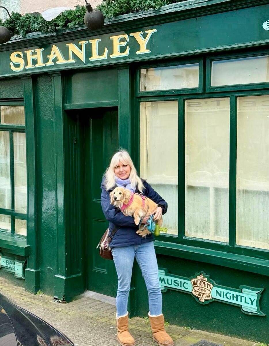 Fiona Kennedy and Tina, outside popular music bar Shanley in Clonakilty. 