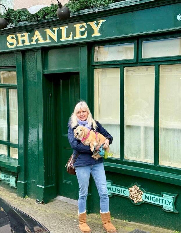 Fiona Kennedy and Tina, outside popular music bar Shanley in Clonakilty. 