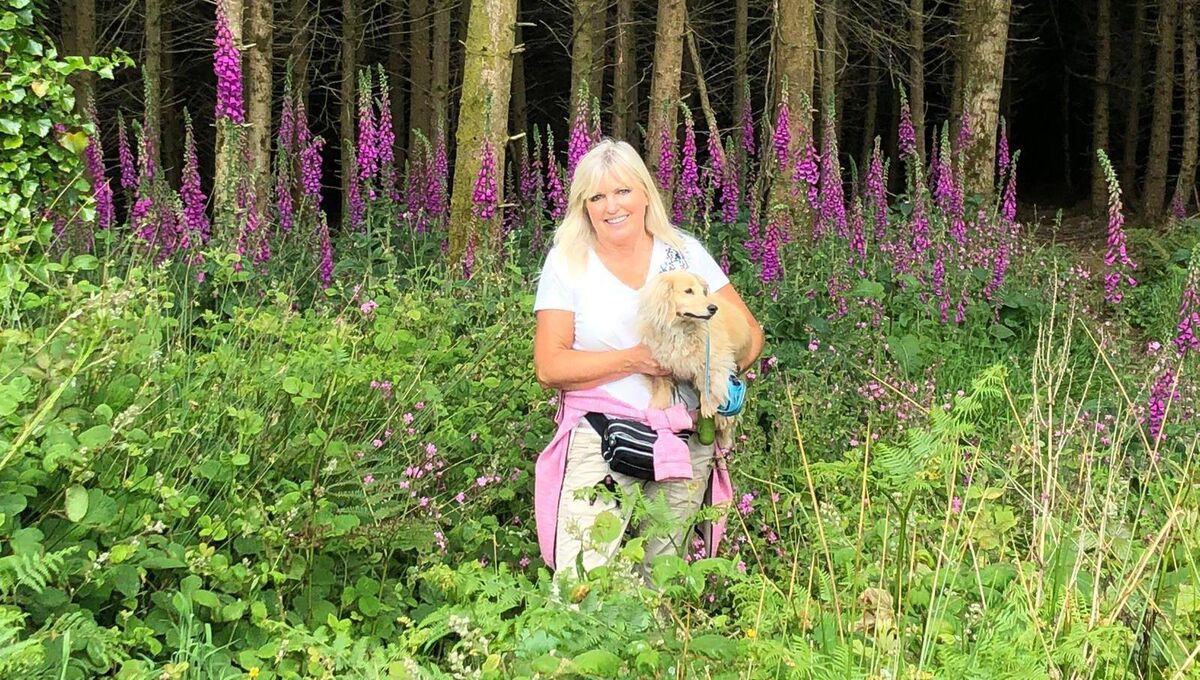 Fiona Kennedy and Tina enjoying the natural beauty of Castlefreke Woods in West Cork. 