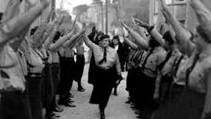 <p>Mamie O'Neill takes the salute at Kinsale, Co Cork, in 1933. Mná na Léinte Gorma is on TG4 on Wednesday. Picture: Irish Examiner Archive</p>