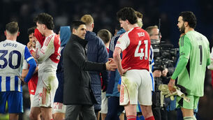<p>Mikel Arteta did not make many friends in Brighton as Arsenal boosted their title hopes. Pic: Adam Davy/PA</p>